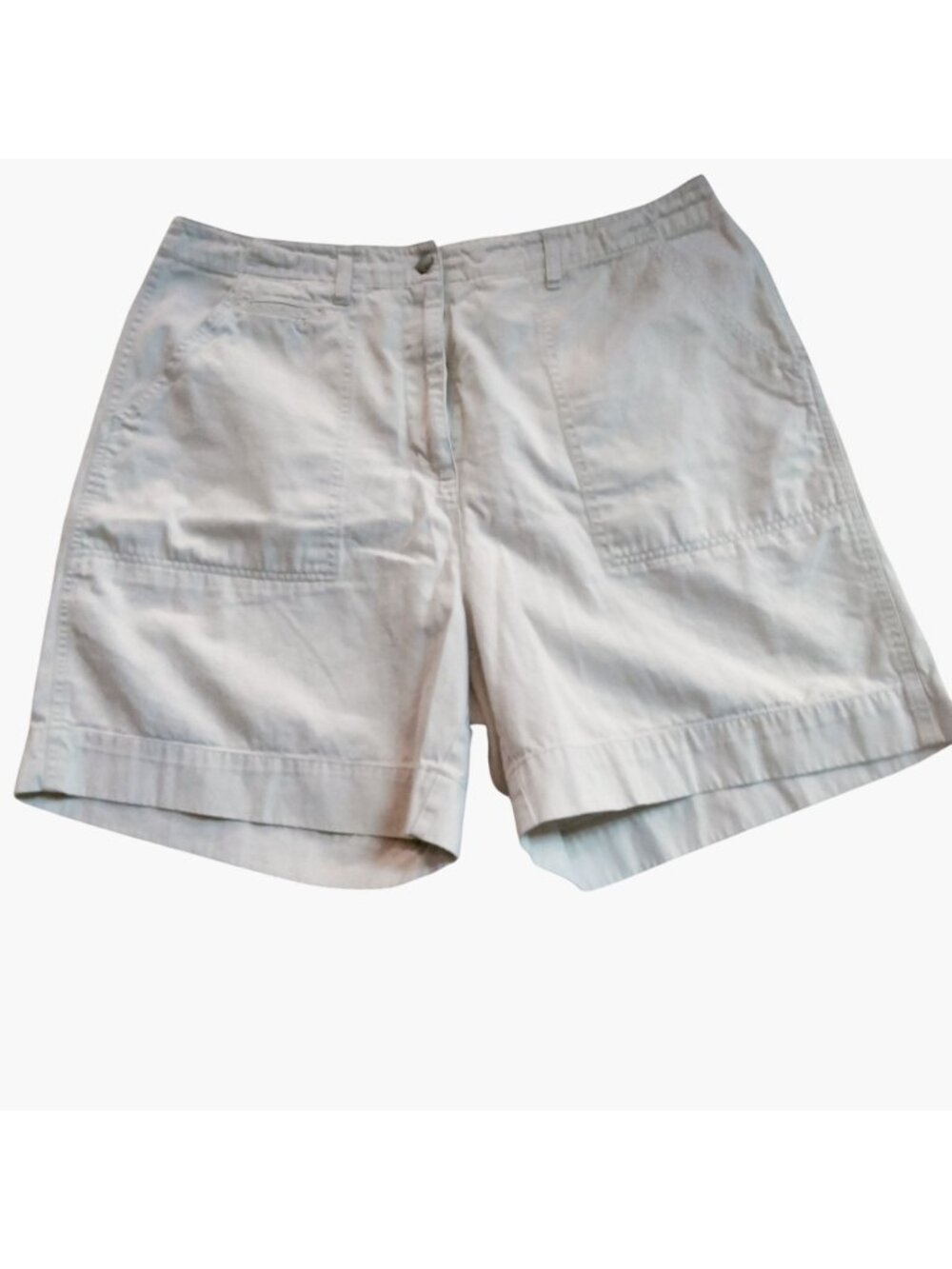 Bill Blass Womens Shorts Size 18W Beige Cotton Adjustable Waist Casual Summer
